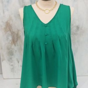 NBW kelly green button blouse